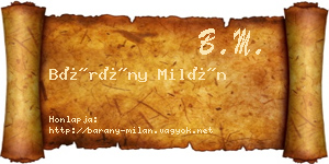 Bárány Milán névjegykártya