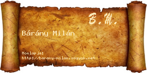Bárány Milán névjegykártya